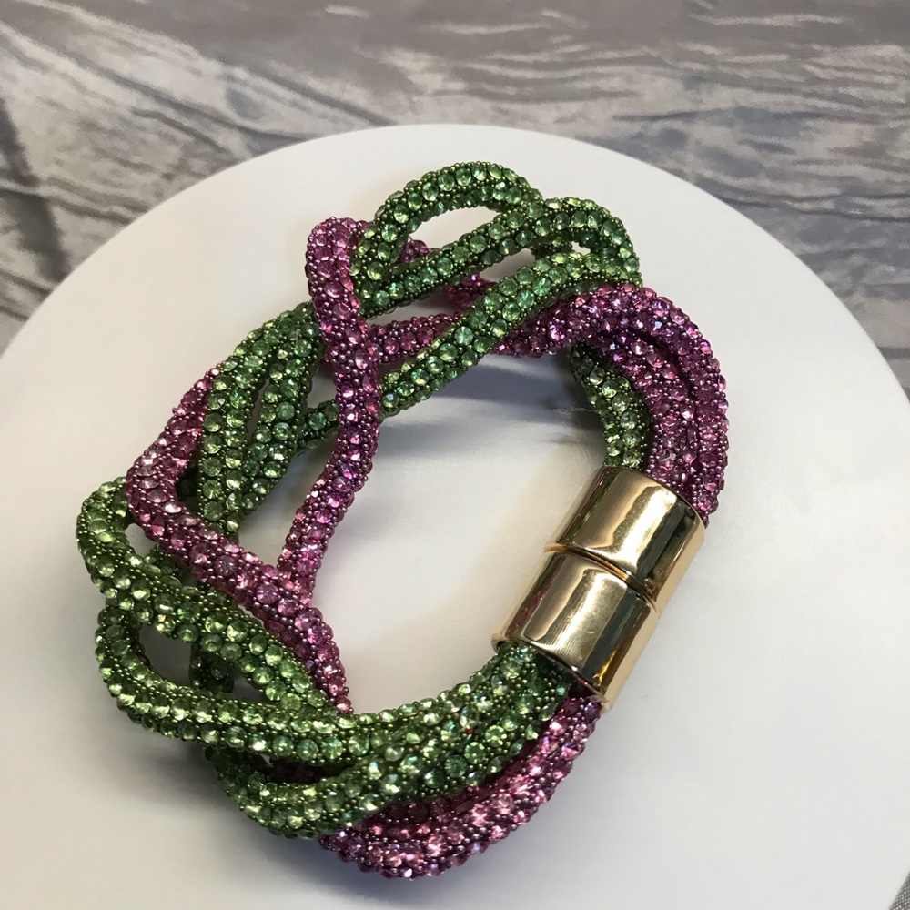 Elegant Green and Pink Bling Bracelet - Picture 4 of 7